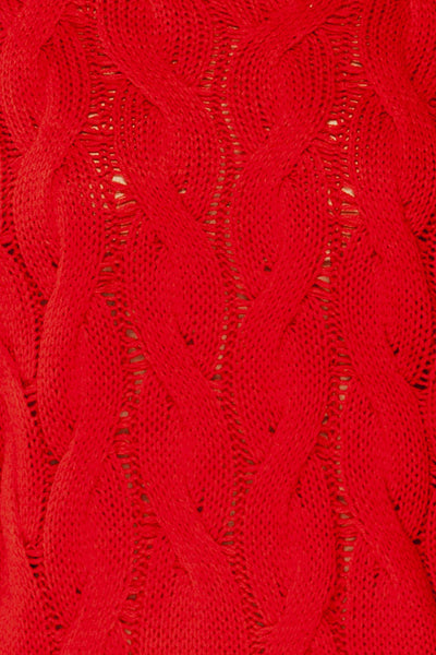 Paide Red Cable Knit Sweater | La petite garçonne fabric