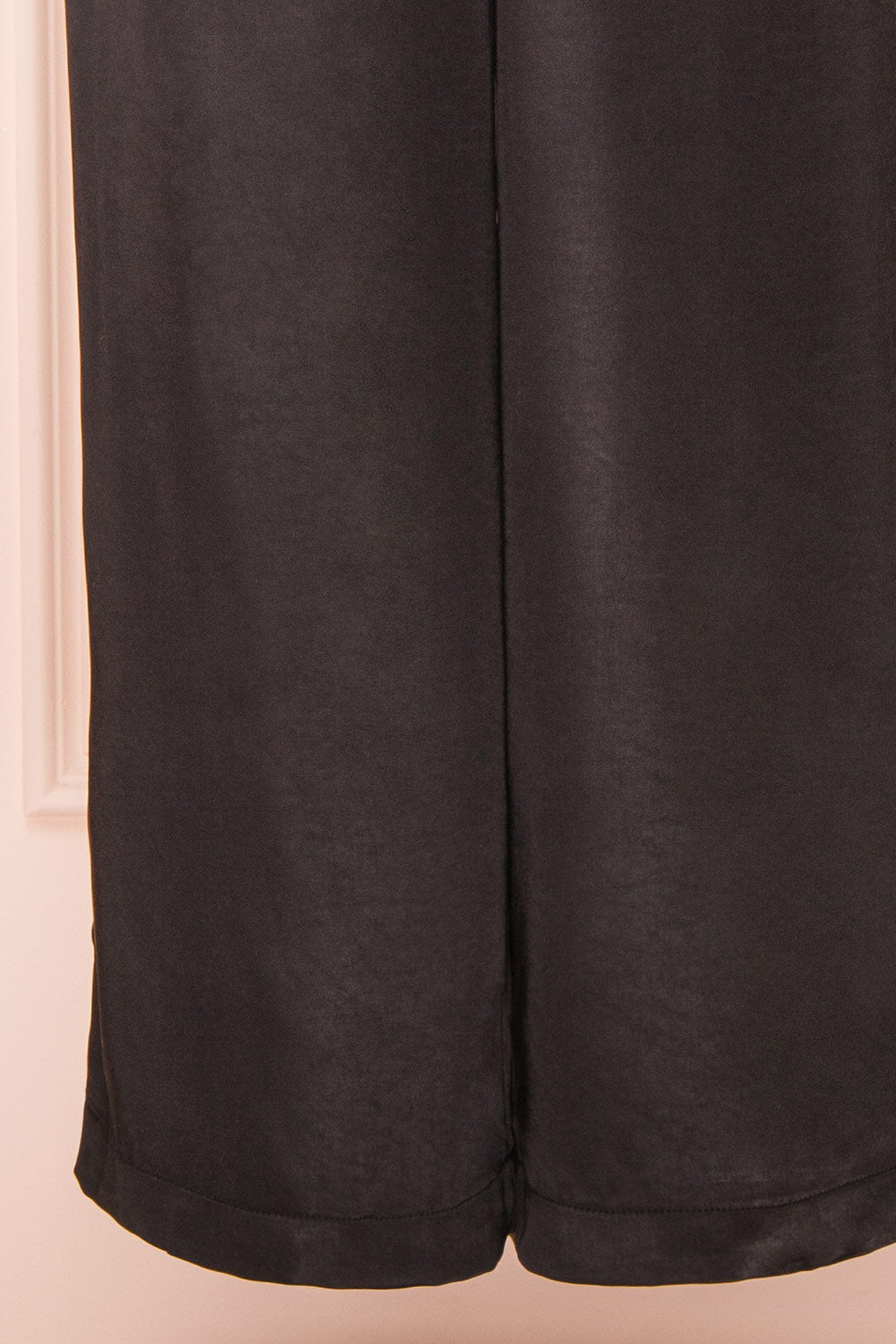 Paige Black Sleeveless Satin Jumpsuit w/ Belt | Boutique 1861 bottom