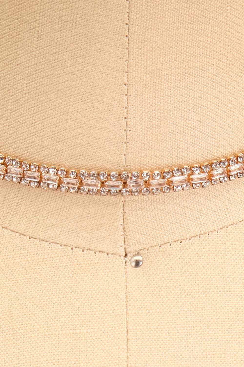 Paislee Gold Crystal Choker Necklace | Boutique 1861 close-up
