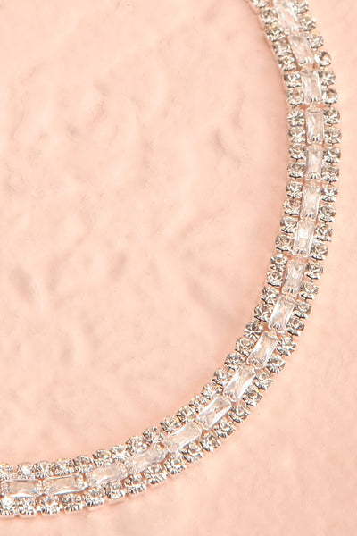 Paislee Silver Crystal Choker Necklace | Boutique 1861 flat close-up