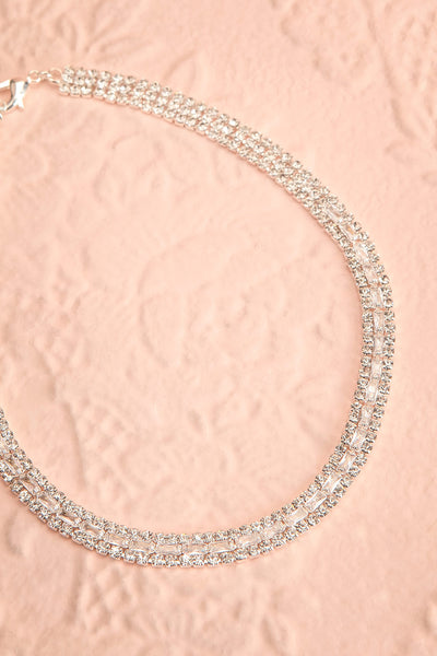 Paislee Silver Crystal Choker Necklace | Boutique 1861 flat view