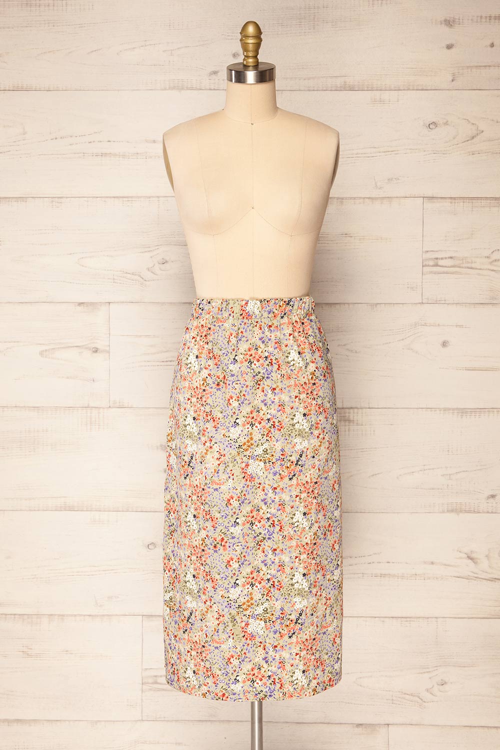 Pajai Floral Print Midi Skirt w/ Elastic Waist | La petite garçonne front view