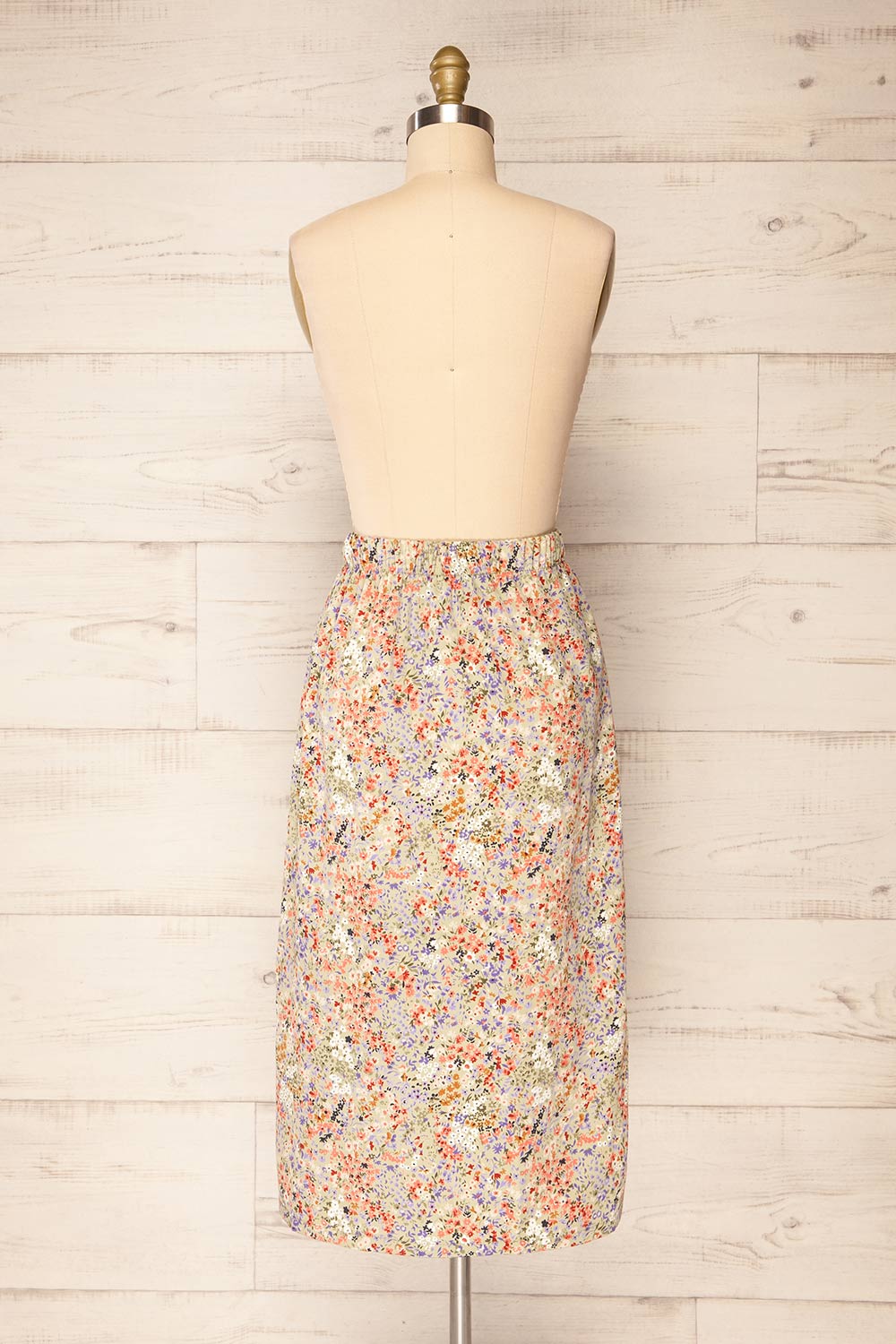 Pajai Floral Print Midi Skirt w/ Elastic Waist | La petite garçonne back view