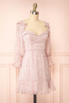 Palanie | Short Mauve Floral Dress | Boutique 1861 side view