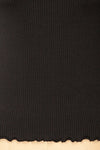 Palencia Black Ribbed Long Sleeve Top w/ Frills| La petite garçonne fabric
