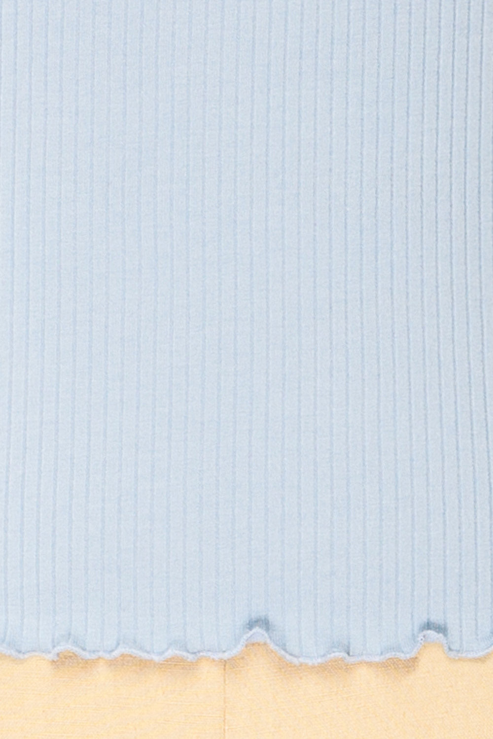 Palencia Blue Ribbed Long Sleeve Top w/ Frills | La petite garçonne fabric 