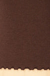 Palencia Brown Ribbed Long Sleeve Top w/ Frills| La petite garçonne fabric
