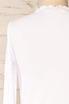 Palencia White Ribbed Long Sleeve Top w/ Frills| La petite garçonne back close-up
