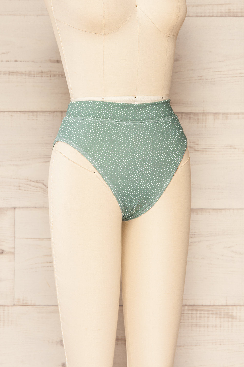 Palic Green High-Waisted Polka Dot Bikini Bottom | La petite garçonne side view 