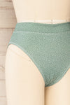 Palic Green High-Waisted Polka Dot Bikini Bottom | La petite garçonne side close-up