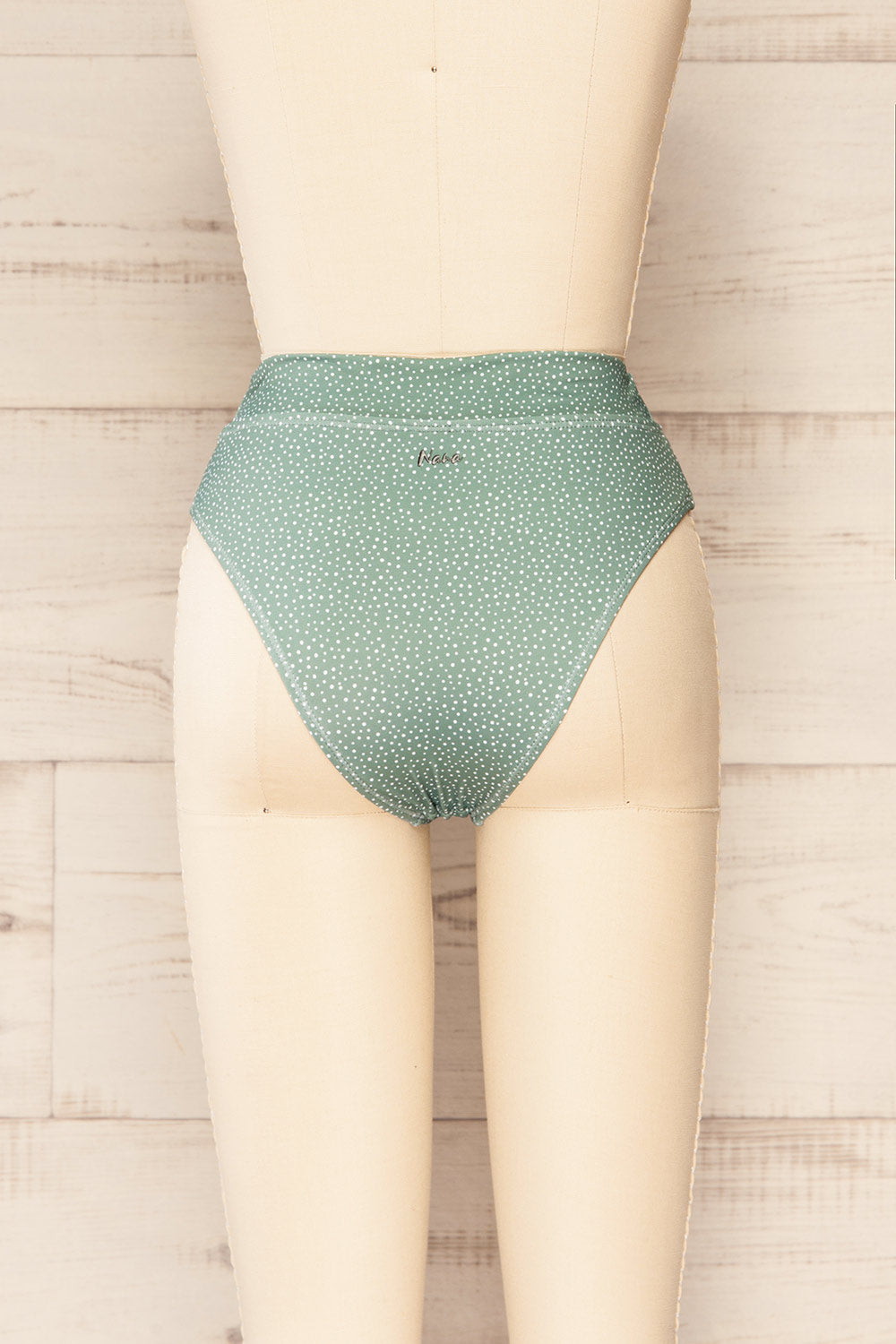 Palic Green High-Waisted Polka Dot Bikini Bottom | La petite garçonne back view 