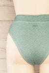 Palic Green High-Waisted Polka Dot Bikini Bottom | La petite garçonne back close-up