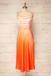 Palmer Cowl Neck Orange Midi Dress | La petite garçonne front view