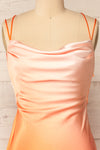 Palmer Cowl Neck Orange Midi Dress | La petite garçonne front close-up