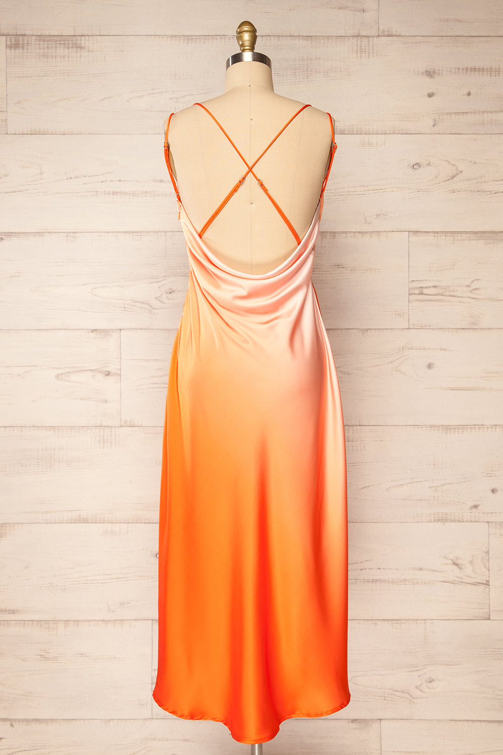 Palmer Cowl Neck Orange Midi Dress | La petite garçonne back view
