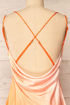 Palmer Cowl Neck Orange Midi Dress | La petite garçonne back close-up