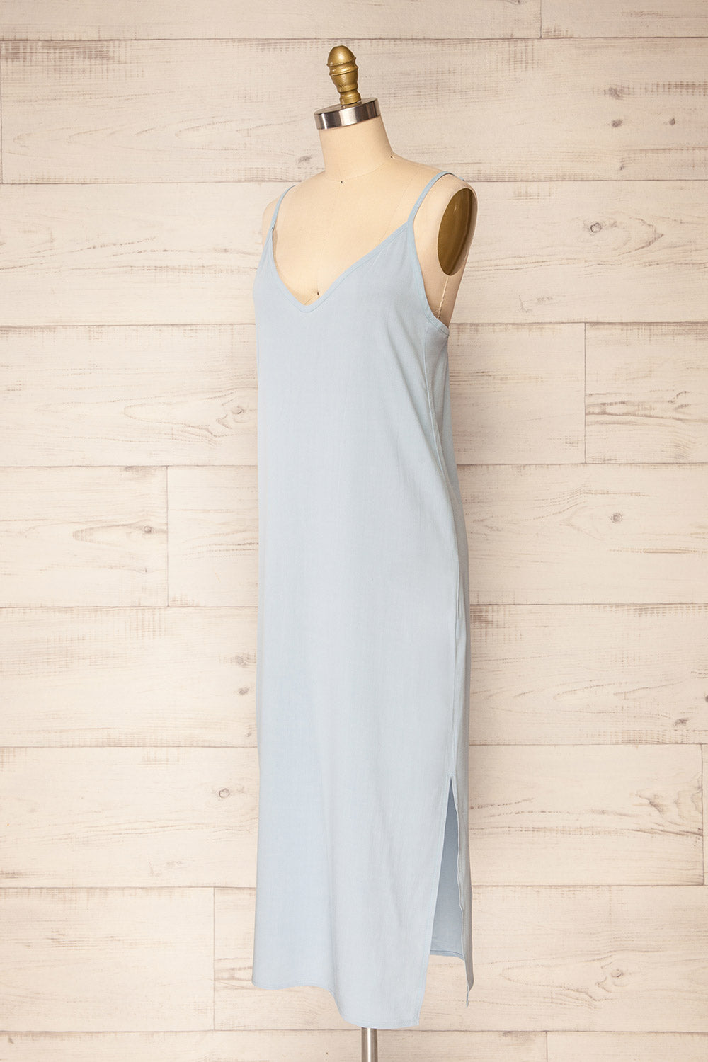 Palmi Blue V-Neck Midi Slip Dress by Dailystory | La petite garçonne side view