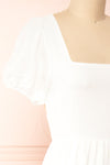 Pamua White Open Back Puffy Sleeve Midi Dress | Boutique 1861 side close-up