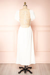 Pamua White Open Back Puffy Sleeve Midi Dress | Boutique 1861 back view
