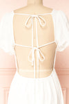 Pamua White Open Back Puffy Sleeve Midi Dress | Boutique 1861 back close-up