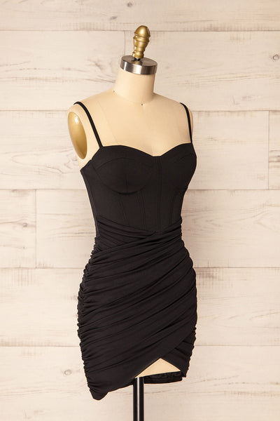 Panama Black Short Fitted Black Dress | La petite garçonne side view