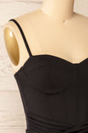 Panama Black Short Fitted Black Dress | La petite garçonne side close-up