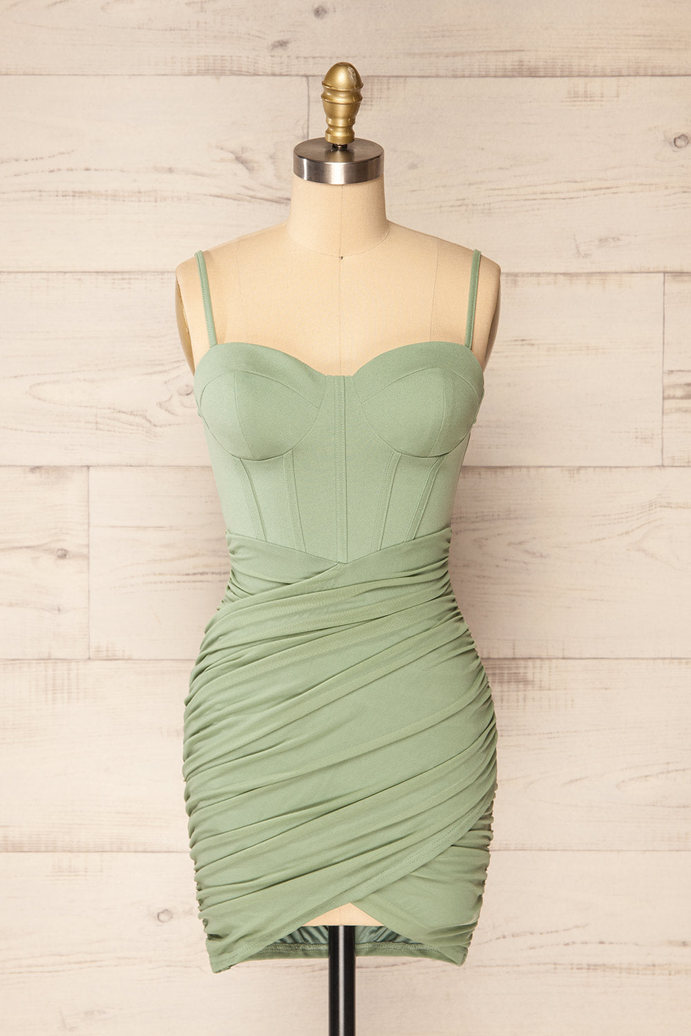 Panama Sage | Short Fitted Ruched Dress