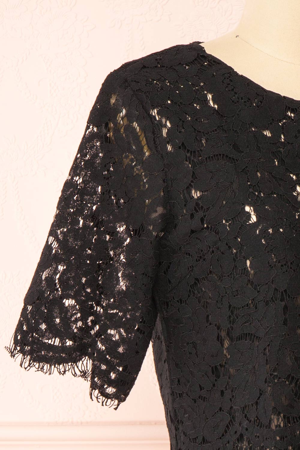 Paora black Lace Scalloped Top | Boudoir 1861 side close-up