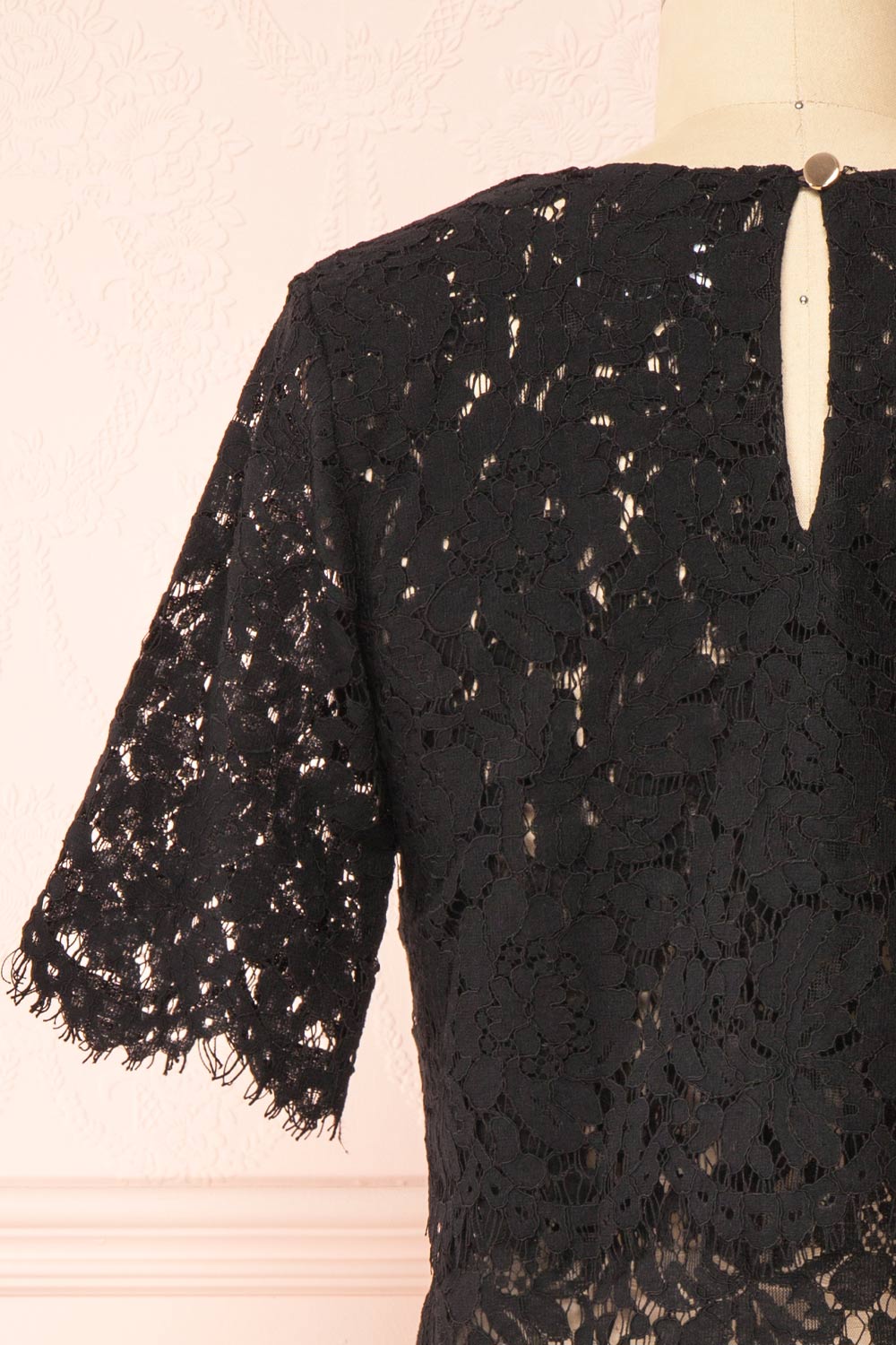Paora black Lace Scalloped Top | Boudoir 1861 back close-up