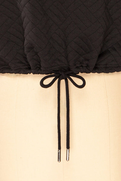 Paris Black Cropped Sweater w/ Drawstring | La petite garçonne bow close-up