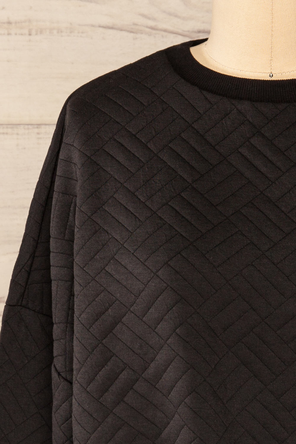 Paris Black Cropped Sweater w/ Drawstring | La petite garçonne front close-up