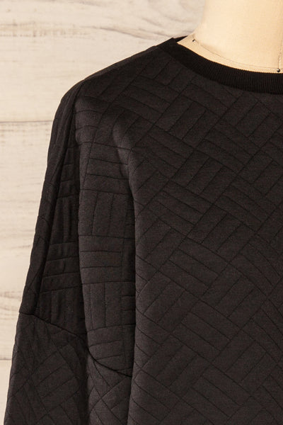 Paris Black Cropped Sweater w/ Drawstring | La petite garçonne side close-up