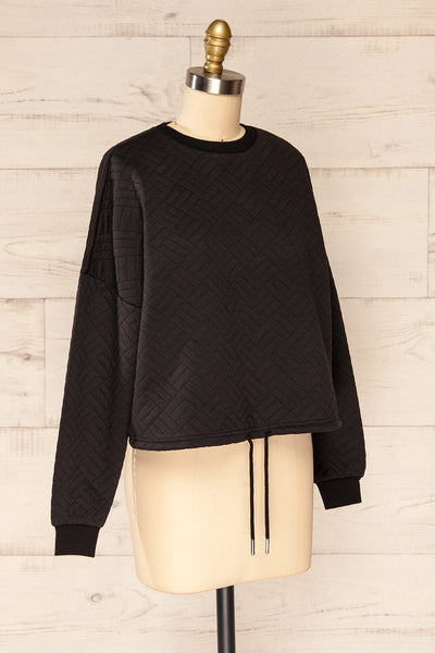 Paris Black Cropped Sweater w/ Drawstring | La petite garçonne side