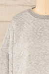 Paris Grey Cropped Sweater w/ Drawstring | La petite garçonne front close-up