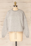 Paris Grey Cropped Sweater w/ Drawstring | La petite garçonne front view