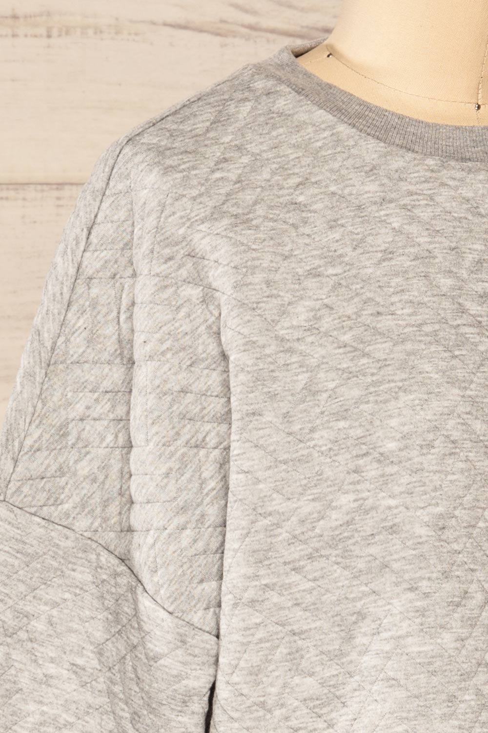 Paris Grey Cropped Sweater w/ Drawstring | La petite garçonne side close-up