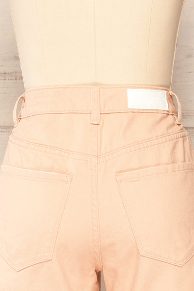 Park Blush High-Waisted Denim Shorts | La petite garçonne back close-up