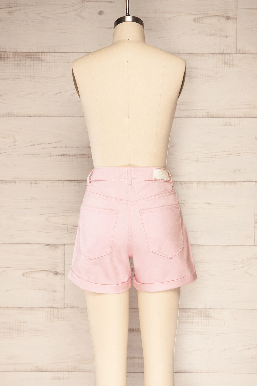 Park Pink High-Waisted Denim Shorts | La petite garçonne back view
