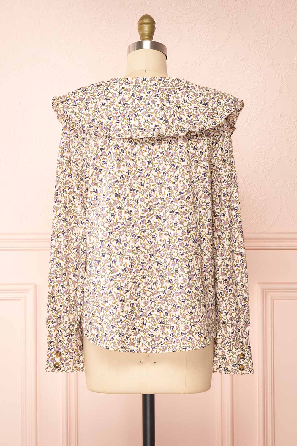 Parnita Floral Button-Up Top w/ Peter Pan Collar | Boutique 1861 back view