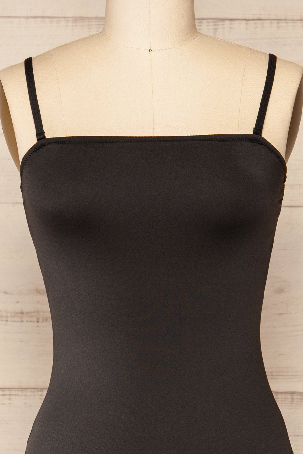 Parnu Black One-Piece Swimsuit | La petite garçonne front close-up