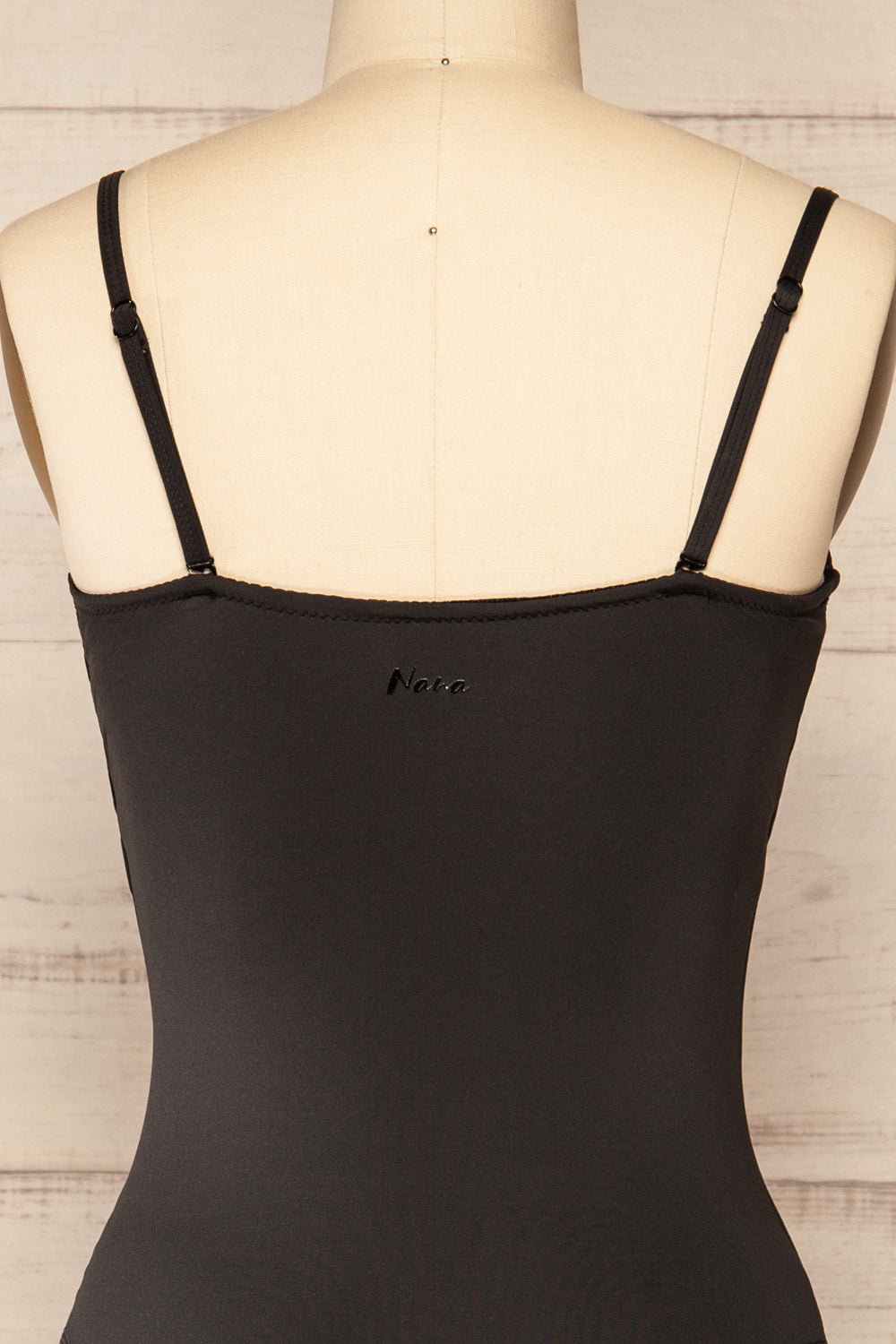 Parnu Black One-Piece Swimsuit | La petite garçonne back close-up