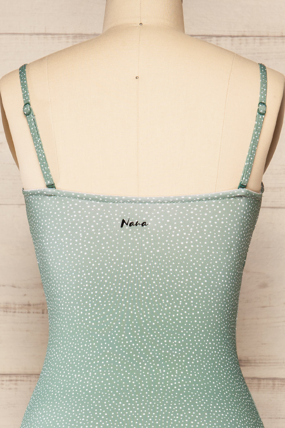 Parnu Sage One-Piece Polka Dot Swimsuit | La petite garçonne back close-up