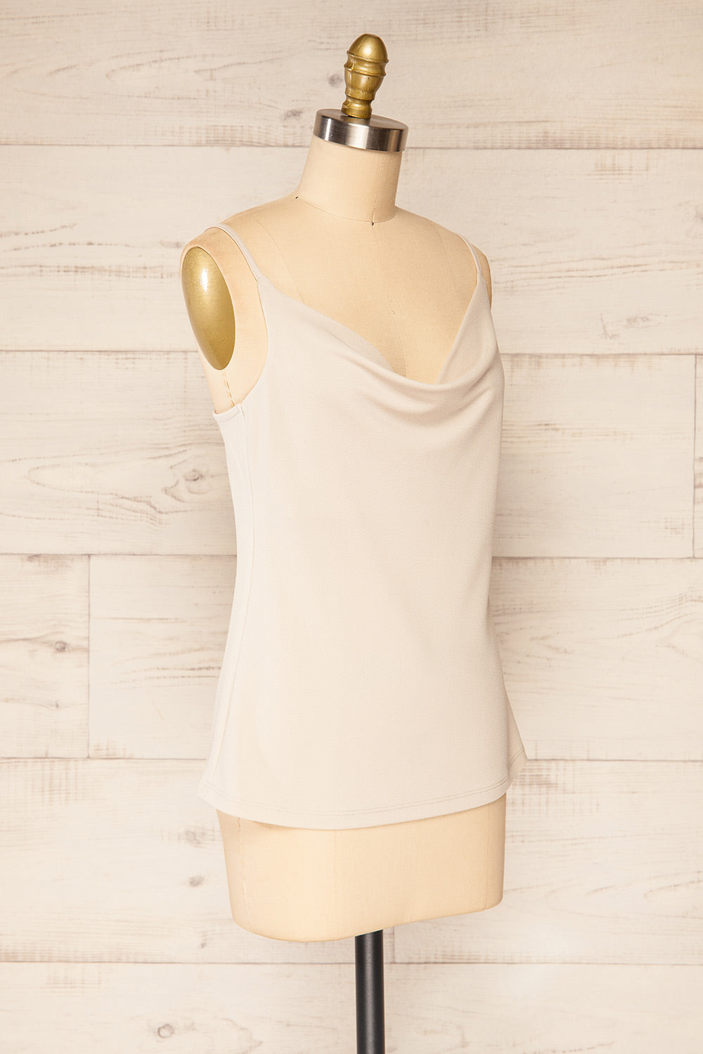 Partye Beige Cowl Neck Cami Top | La petite garçonne side view