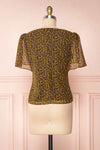Pascalinne Brown Button-Up Top | Haut à Motif back view | Boutique 1861