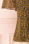 Pascalinne Brown Button-Up Top | Haut à Motif sleeve | Boutique 1861