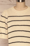 Pasym Cream Black Stripes Knit Crop Top front close up | La petite garçonne