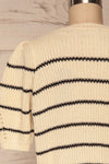 Pasym Cream Black Stripes Knit Crop Top back close up | La petite garçonne