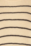 Pasym Cream Black Stripes Knit Crop Top fabric | La petite garçonne