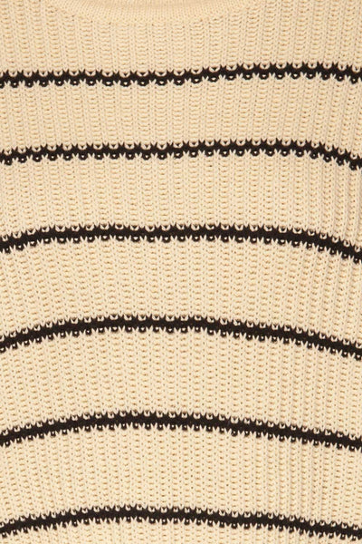 Pasym Cream Black Stripes Knit Crop Top fabric | La petite garçonne