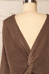 Patras Brown V-Neck Knitted Sweater | La petite garçonne back close up